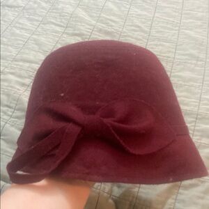 Chic Burgundy Cloche Hat with Bow